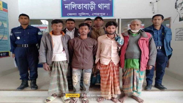 নালিতাবাড়ীতে পুলিশের অভিযানে ৭ জুয়ারী গ্রেফতার